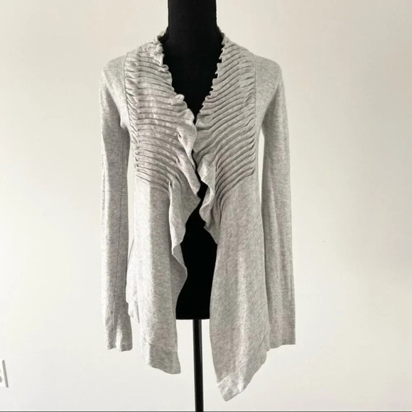 Line Ruched Front Ruffles Cash Cardigan - Picture 1 of 14
